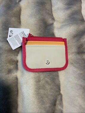 lululemon athletica cream, pink & yellow key/card holder